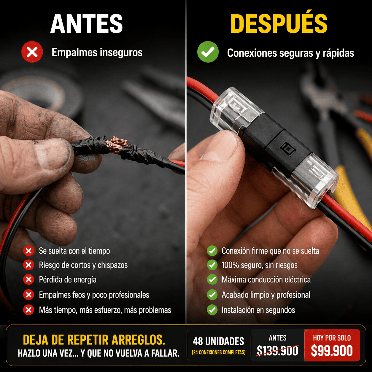 Conectores de cables x48 Unidades(24 conexiones)